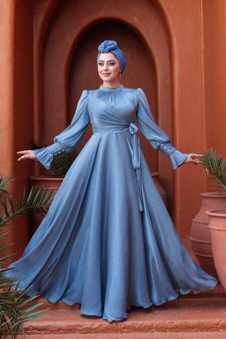 Modest Blue Evening Dress 48051M - NEVA STYLE