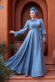 Modest Blue Evening Dress 48051M - 2