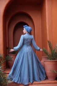 Modest Blue Evening Dress 48051M - 3
