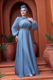 Modest Blue Evening Dress 51072M - 2