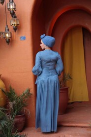 Modest Blue Evening Dress 53631M - 4