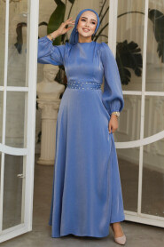 Modest Blue Evening Long Dress 23302M - 3