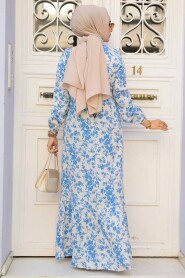 Modest Blue Floral Dress 15728M - 4