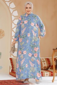 Modest Blue Floral Dress 19504M - 2