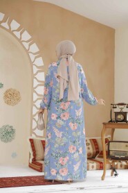 Modest Blue Floral Dress 19504M - 3