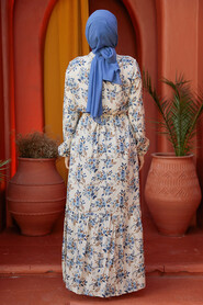 Modest Blue Floral Long Sleeve Dress 50251M - 5