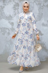 Modest Blue Floral Maxi Dress 22054M 