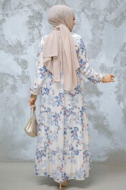 Modest Blue Floral Maxi Dress 22054M - 3