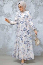 Modest Blue Floral Maxi Dress 22054M - 2