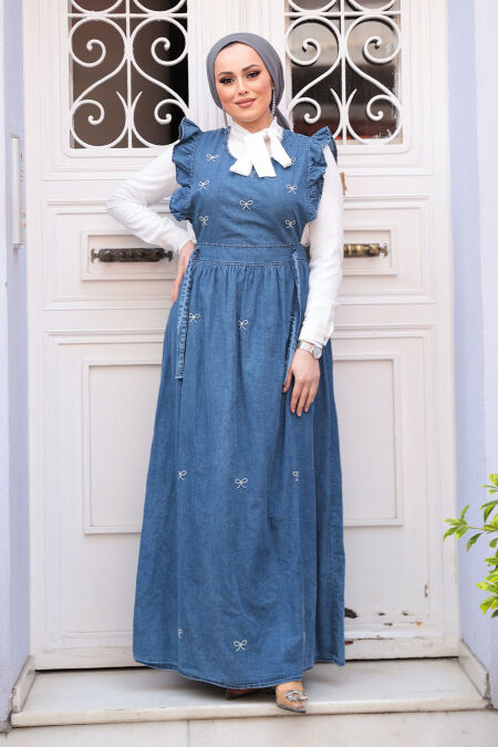 Modest Blue Gilet Denim Dress 19149M - NEVA STYLE