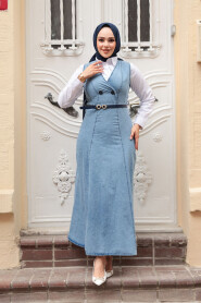 Modest Blue Gilet Denim Dress 7182M - 3