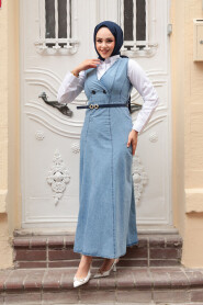 Modest Blue Gilet Denim Dress 7182M - 1