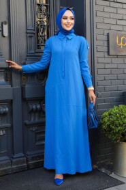 Modest Blue Maxi Dress 12501M 