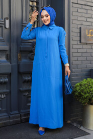 Modest Blue Maxi Dress 12501M - 3