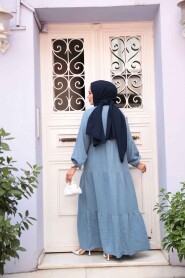 Modest Blue Maxi Dress 19043M - 3