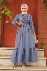 Modest Blue Maxi Dress 6731M - 1