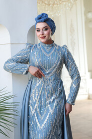 Modest Blue Prom Dress 51923M - 6