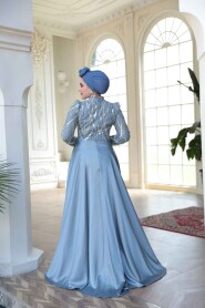Modest Blue Prom Dress 51923M - 7