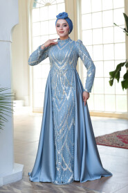 Modest Blue Prom Dress 51923M - 5