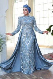 Modest Blue Prom Dress 51923M - 2