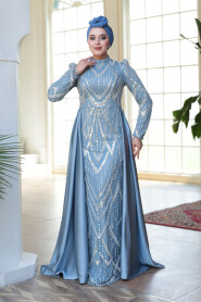 Modest Blue Prom Dress 51923M - 3