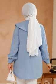 Modest Blue Shirt Top 70951M - 3