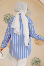 Modest Blue Shirt Tunic 70741M - 3