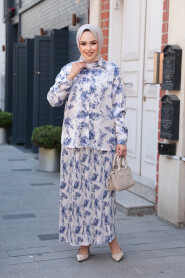 Modest Blue Skirted Dual Suit 13027M - 2