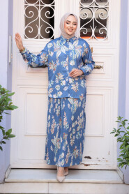 Modest Blue Skirted Dual Suit 13028M - 3