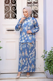 Modest Blue Skirted Dual Suit 13028M - 1