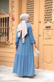 Modest Blue Summer Dress 239202M - 4