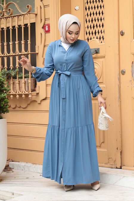 Modest Blue Summer Dress 239202M - NEVA STYLE