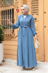 Modest Blue Summer Dress 239202M - 2