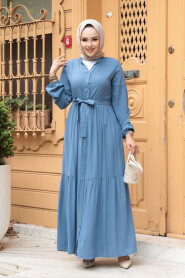 Modest Blue Summer Dress 239202M - 3