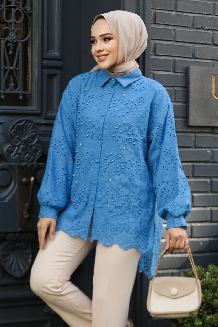 Modest Blue Tunic 13512M - NEVA STYLE