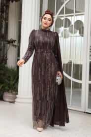 Modest Brown Bridal Dress 49741KH - 3