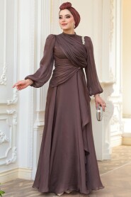 Modest Brown Bridal Dress 51641KH - 3