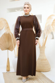 Modest Brown Bridesmaid Dress 4576KH - 1