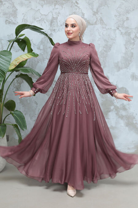Modest Brown Bridesmaid Dress 4953KH - NEVA STYLE