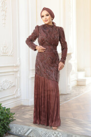 Modest Brown Bridesmaid Dress 51621KH - 3