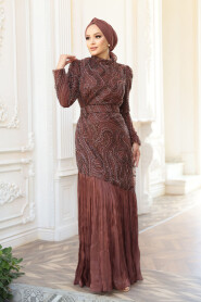 Modest Brown Bridesmaid Dress 51621KH - 4