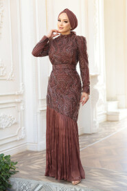 Modest Brown Bridesmaid Dress 51621KH - 2