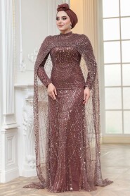 Modest Brown Bridesmaid Dress 51841KH - 3