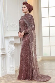 Modest Brown Bridesmaid Dress 51841KH - 1