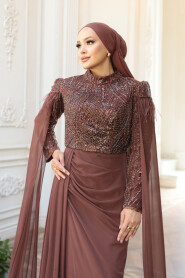 Modest Brown Bridesmaid Dress 52592KH - 4