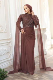 Modest Brown Bridesmaid Dress 52592KH - 2