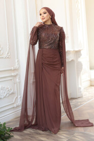 Modest Brown Bridesmaid Dress 52592KH - 3