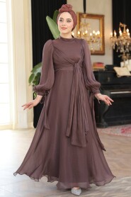 Modest Brown Bridesmaid Gown 52223KH 