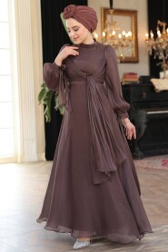 Modest Brown Bridesmaid Gown 52223KH - 3