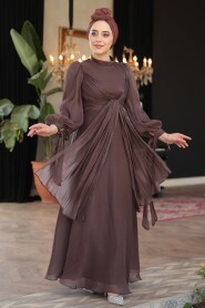 Modest Brown Bridesmaid Gown 52223KH - 4